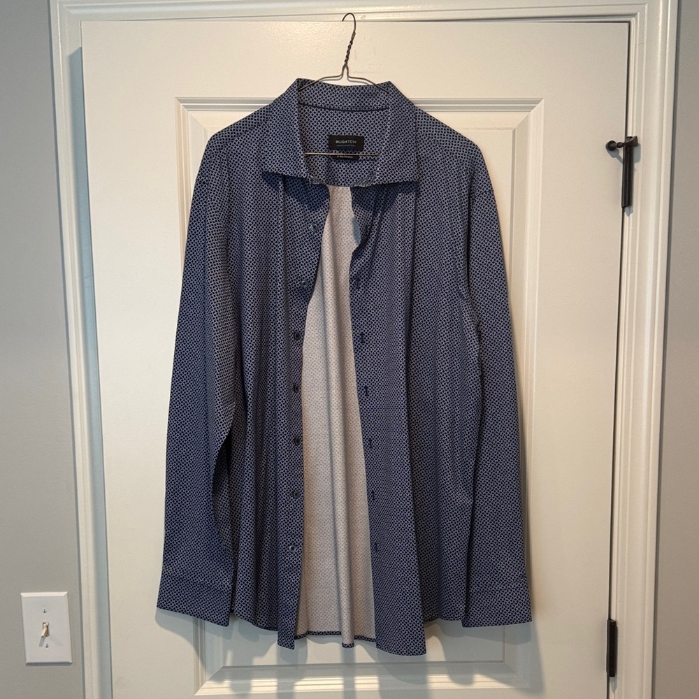 BUGATCHI Navy Patterned Shirt